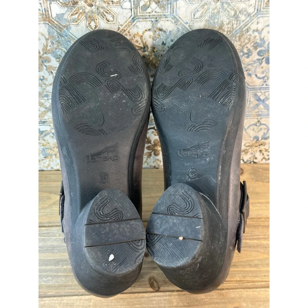 Dansko Mary Jane Block Heel Pumps Womens 39 / 8 Grey Leather